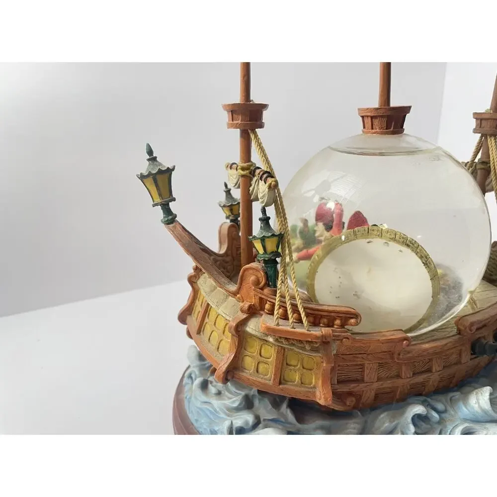 Disney Peter Pan Captain Hook Musical Snow Globe Ship “You Can Fly” – AS IS